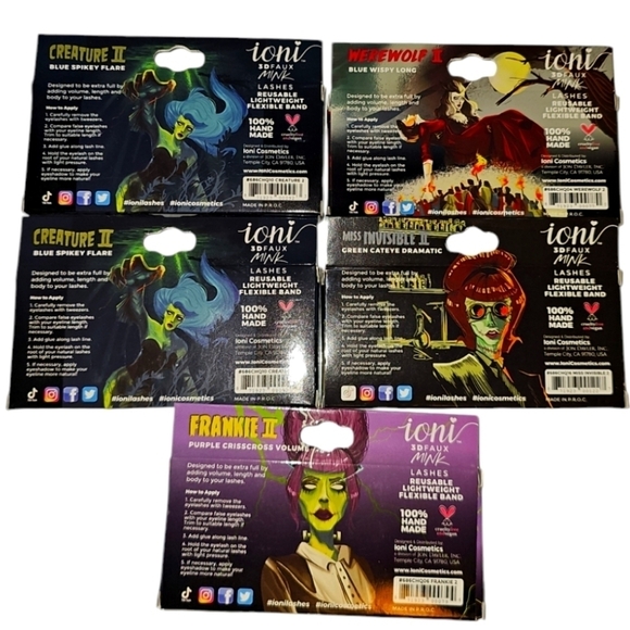 5 Pairs Of Halloween Lashes 3D FauxMink CLASSIC HORROR QUEENS - Picture 6 of 6